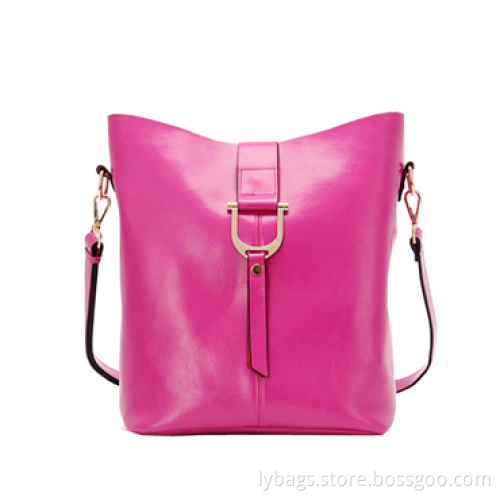 Hot Pink Fashion Cow Leather Handbags with Nice Hardware